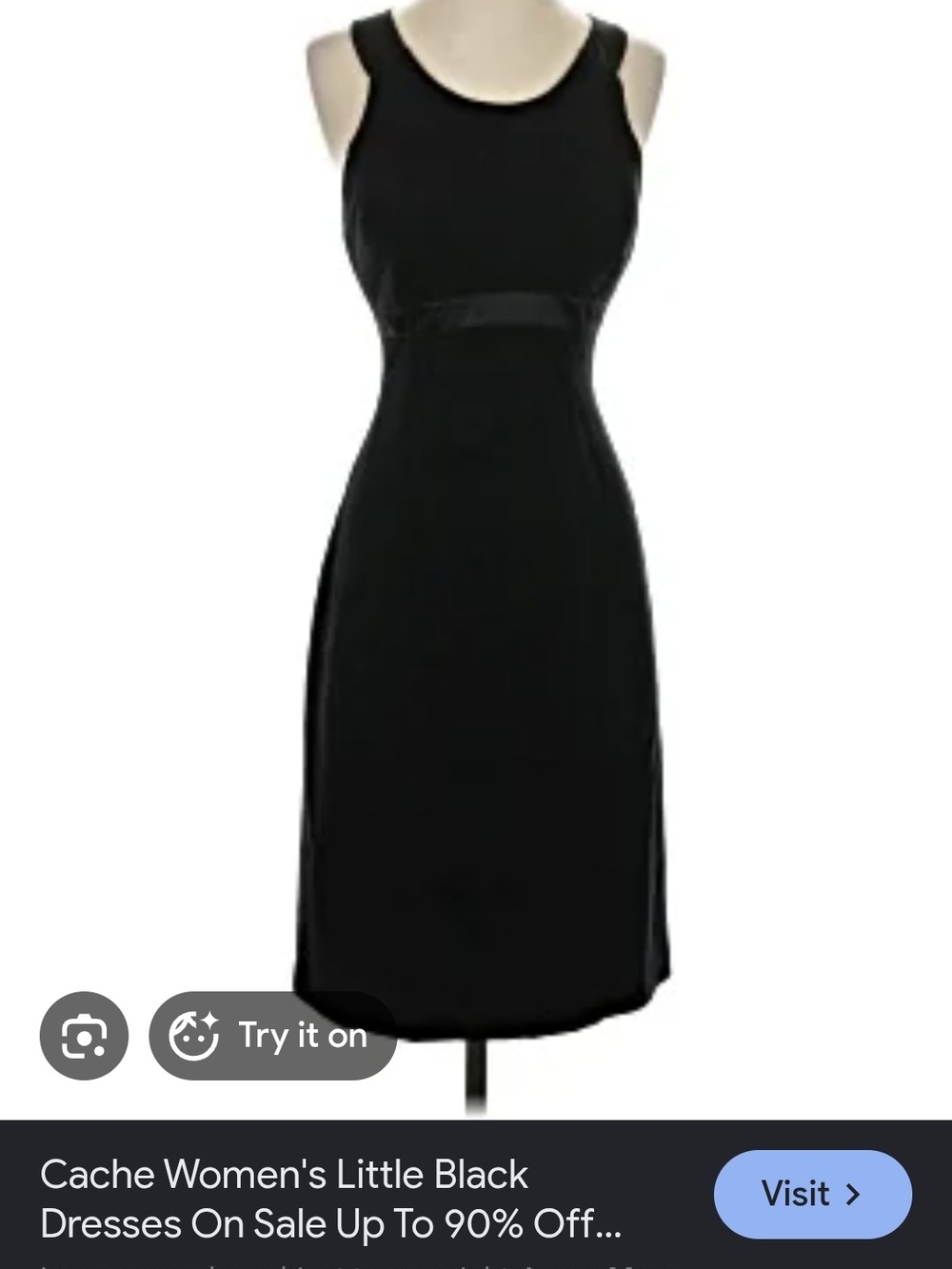 Cache Black Sleeveless Midi Sheath Dress with Scoop Neck And Bow Back Size 4